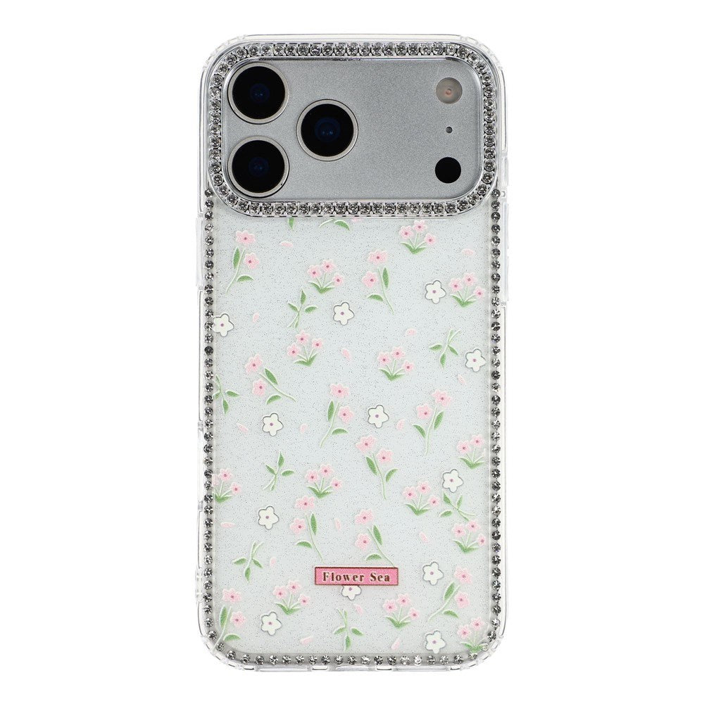 iPhone 17 Pro Max EIDERWOOD Hybridskal med Strass & Blommönster - Vit / Vårblommor
