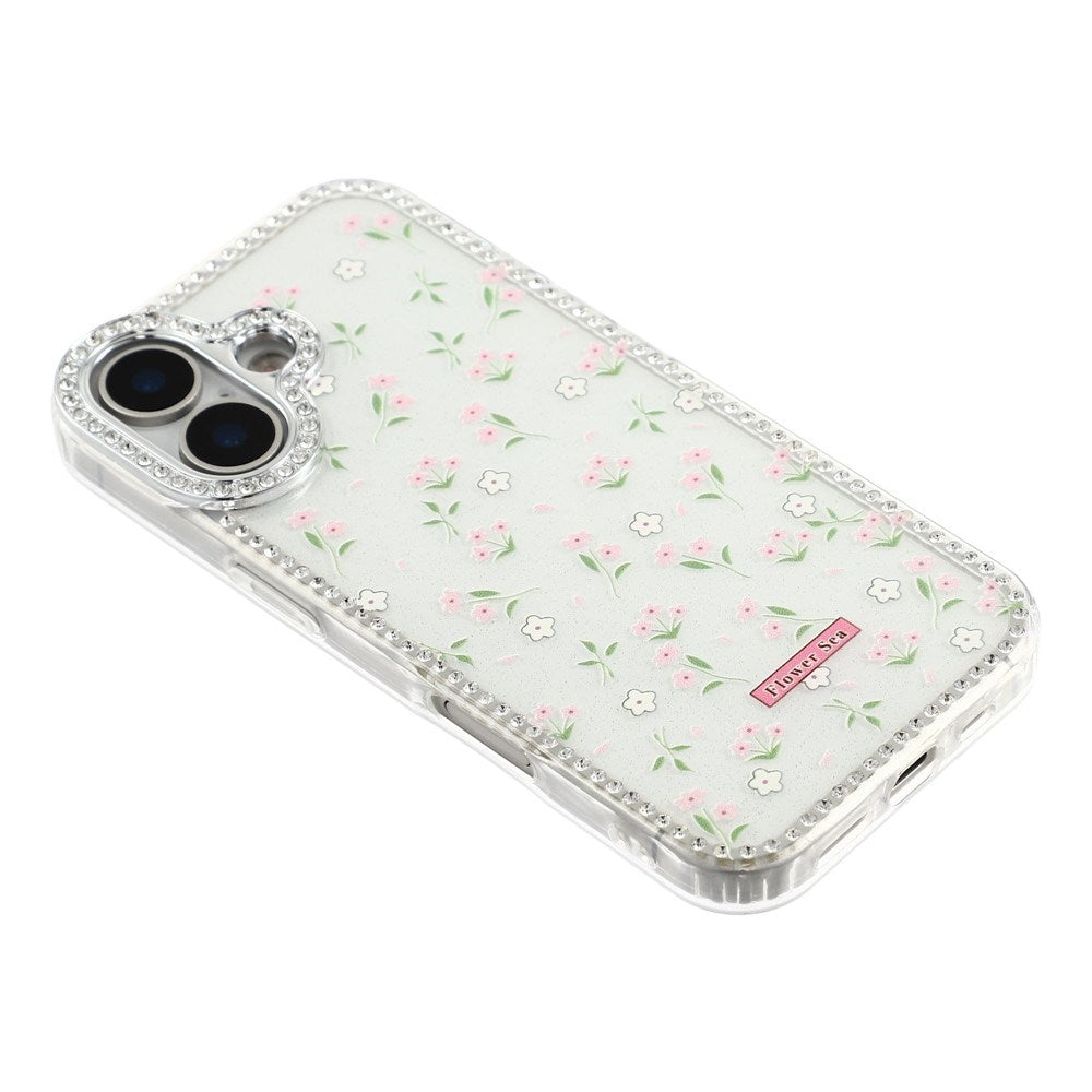iPhone 17 EIDERWOOD Hybridskal med Strass & Blommönster - Vit / Vårblommor