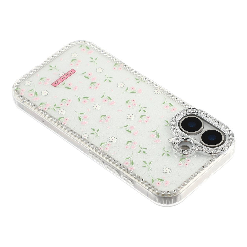 iPhone 17 EIDERWOOD Hybridskal med Strass & Blommönster - Vit / Vårblommor
