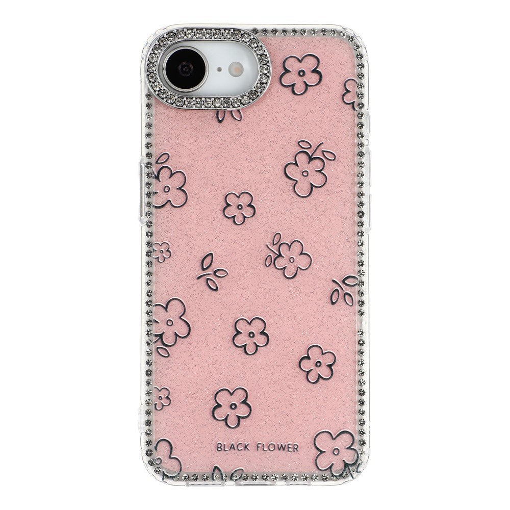 iPhone 17e / 16e EIDERWOOD Hybridskal med Strass & Blommönster - Rosa / Blommor