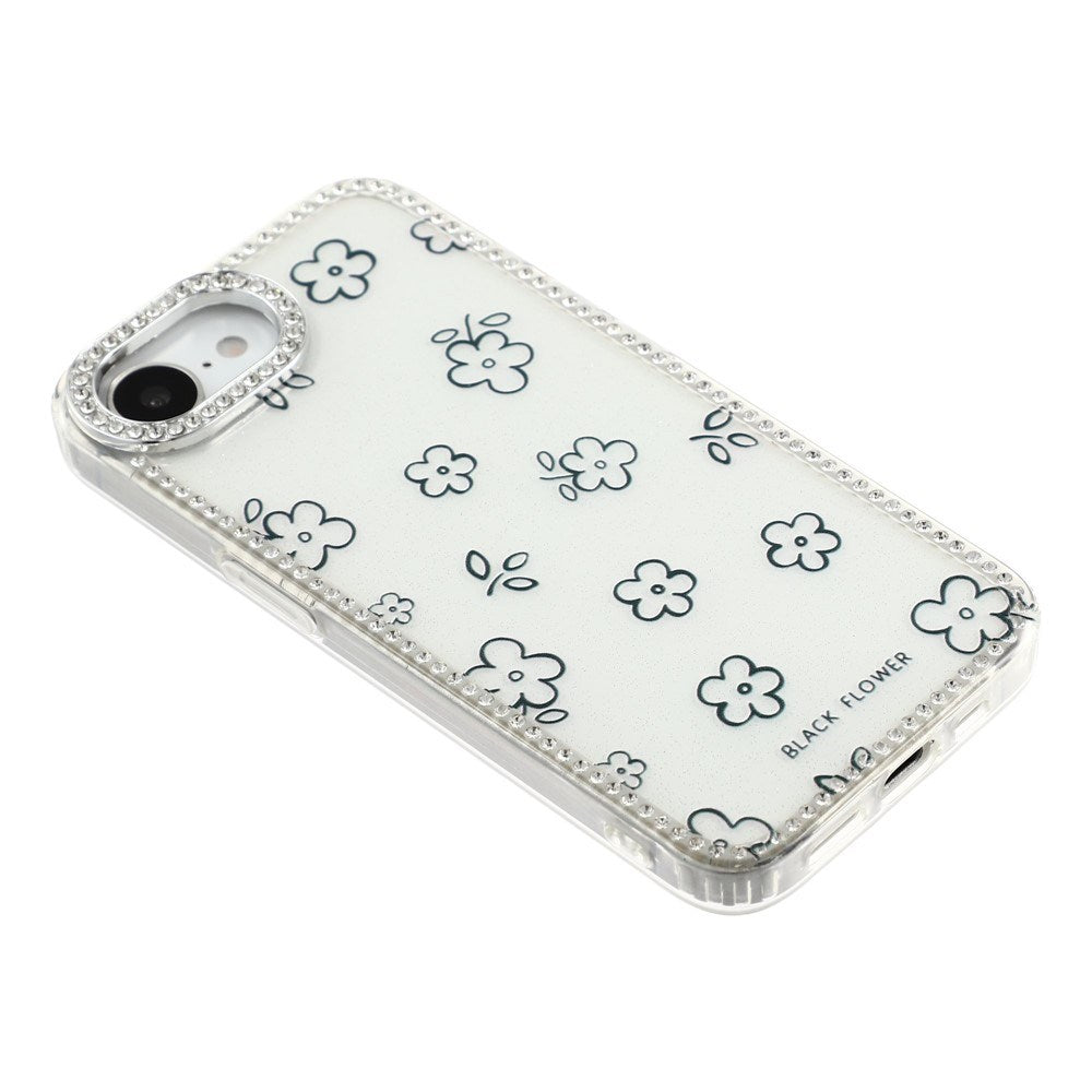 iPhone 17e / 16e EIDERWOOD Hybridskal med Strass & Blommönster - Vit / Blommor