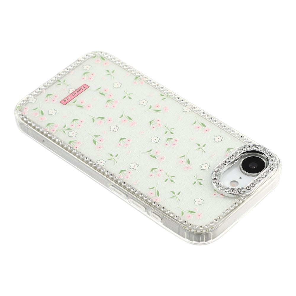 iPhone 17e / 16e EIDERWOOD Hybridskal med Strass & Blommönster - Vit / Vårblommor
