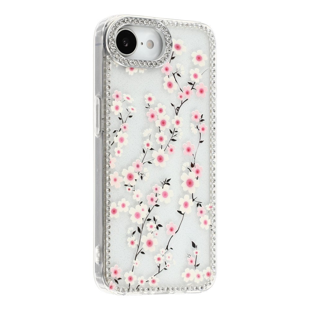 iPhone 17e / 16e EIDERWOOD Hybridskal med Strass & Blommönster - Genomskinlig / Körsbärsblommor