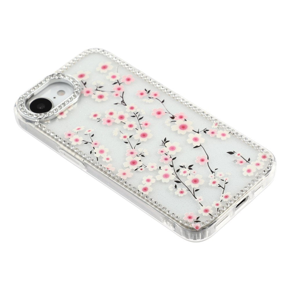 iPhone 17e / 16e EIDERWOOD Hybridskal med Strass & Blommönster - Genomskinlig / Körsbärsblommor