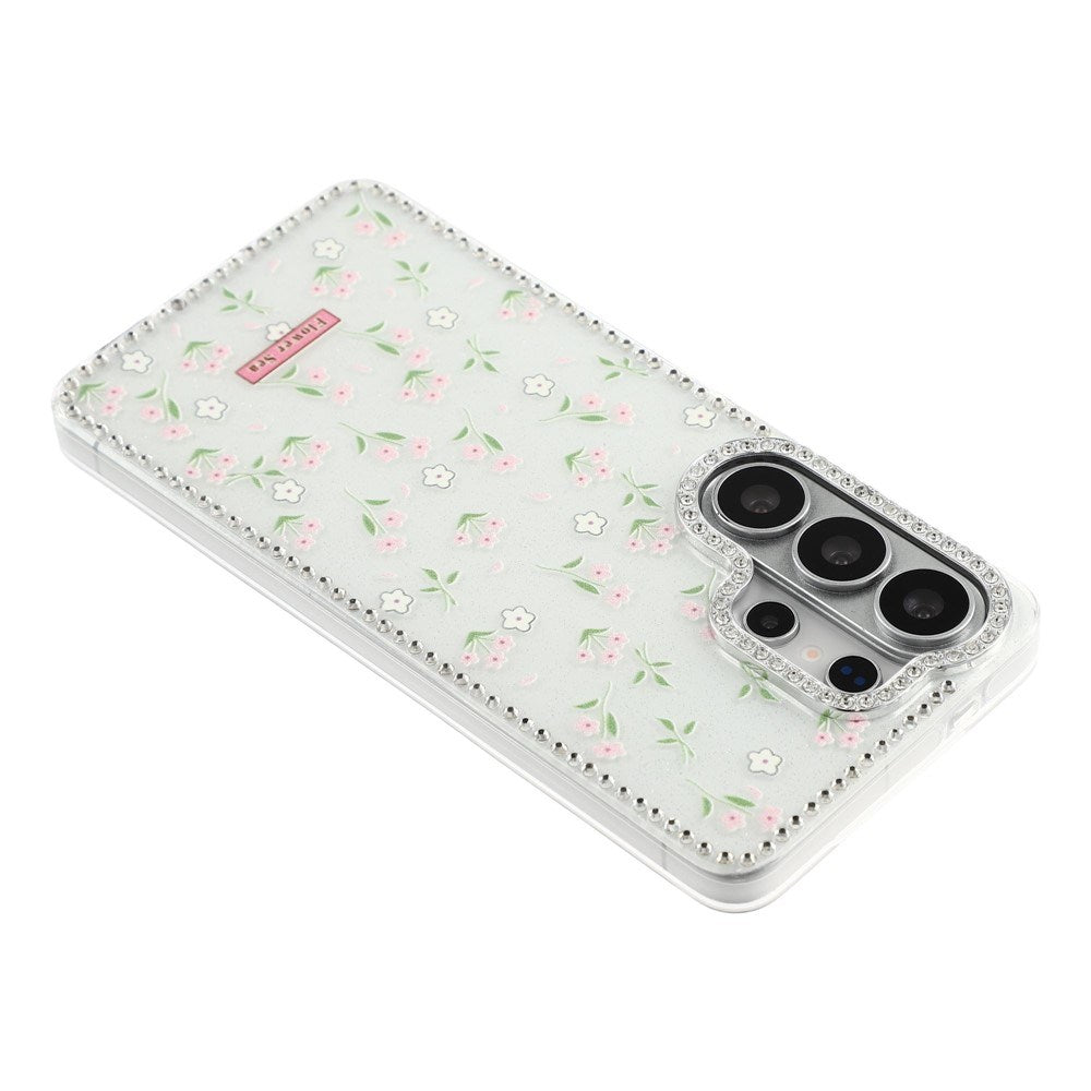 Samsung Galaxy S26 Ultra EIDERWOOD Hybridskal med Strass & Blommönster - Vit / Vårblommor