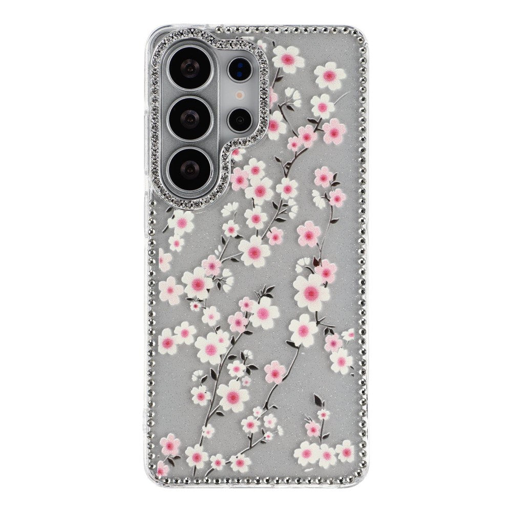 Samsung Galaxy S26 Ultra EIDERWOOD Hybridskal med Strass & Blommönster - Genomskinlig / Körsbärsblommor