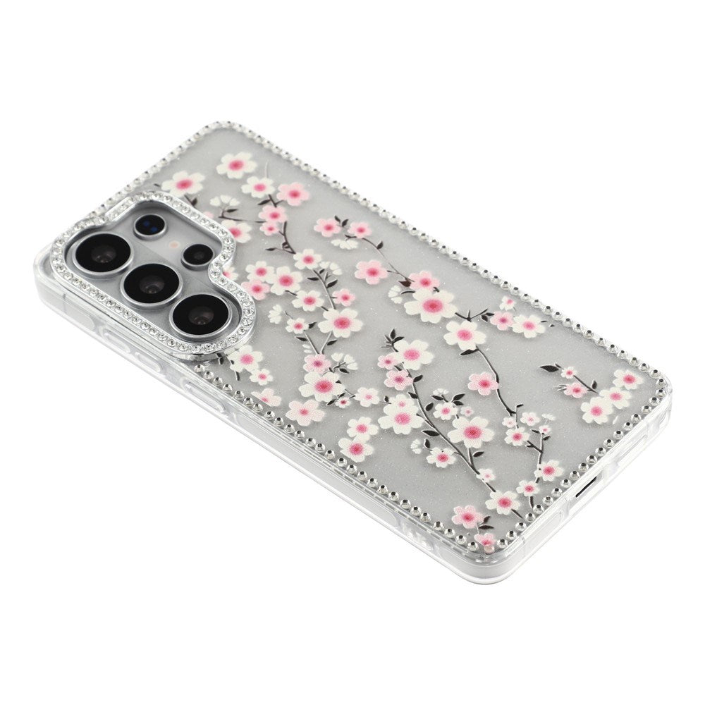 Samsung Galaxy S26 Ultra EIDERWOOD Hybridskal med Strass & Blommönster - Genomskinlig / Körsbärsblommor