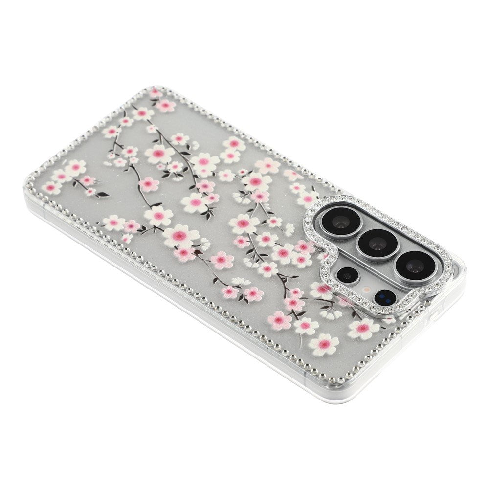 Samsung Galaxy S26 Ultra EIDERWOOD Hybridskal med Strass & Blommönster - Genomskinlig / Körsbärsblommor
