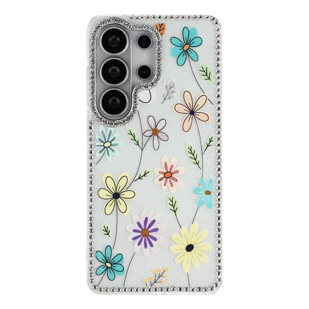 Samsung Galaxy S26 Ultra EIDERWOOD Hybridskal med Strass & Blommönster - Vit / Flerfärgade Blommor