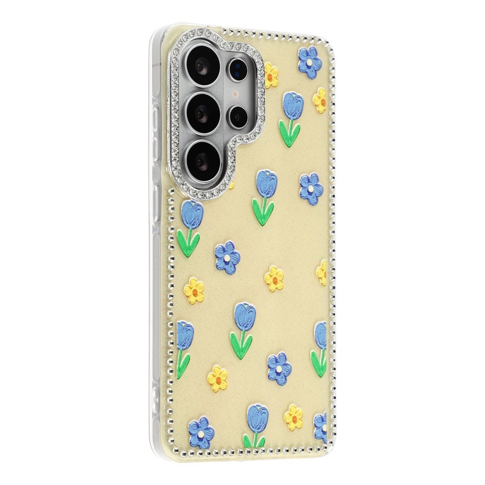Samsung Galaxy S26 Ultra EIDERWOOD Hybridskal med Strass & Blommönster - Gul / Tulpaner
