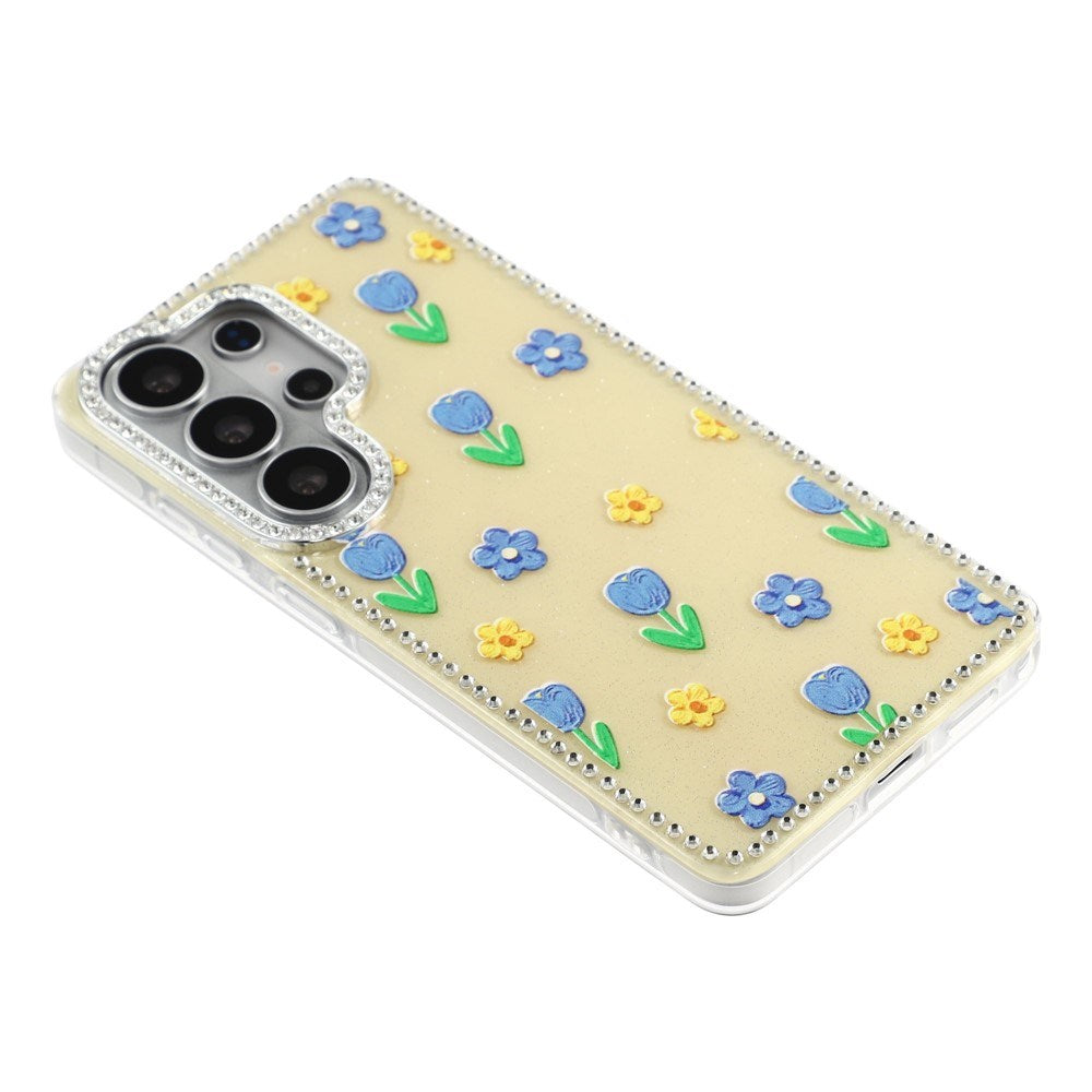 Samsung Galaxy S26 Ultra EIDERWOOD Hybridskal med Strass & Blommönster - Gul / Tulpaner