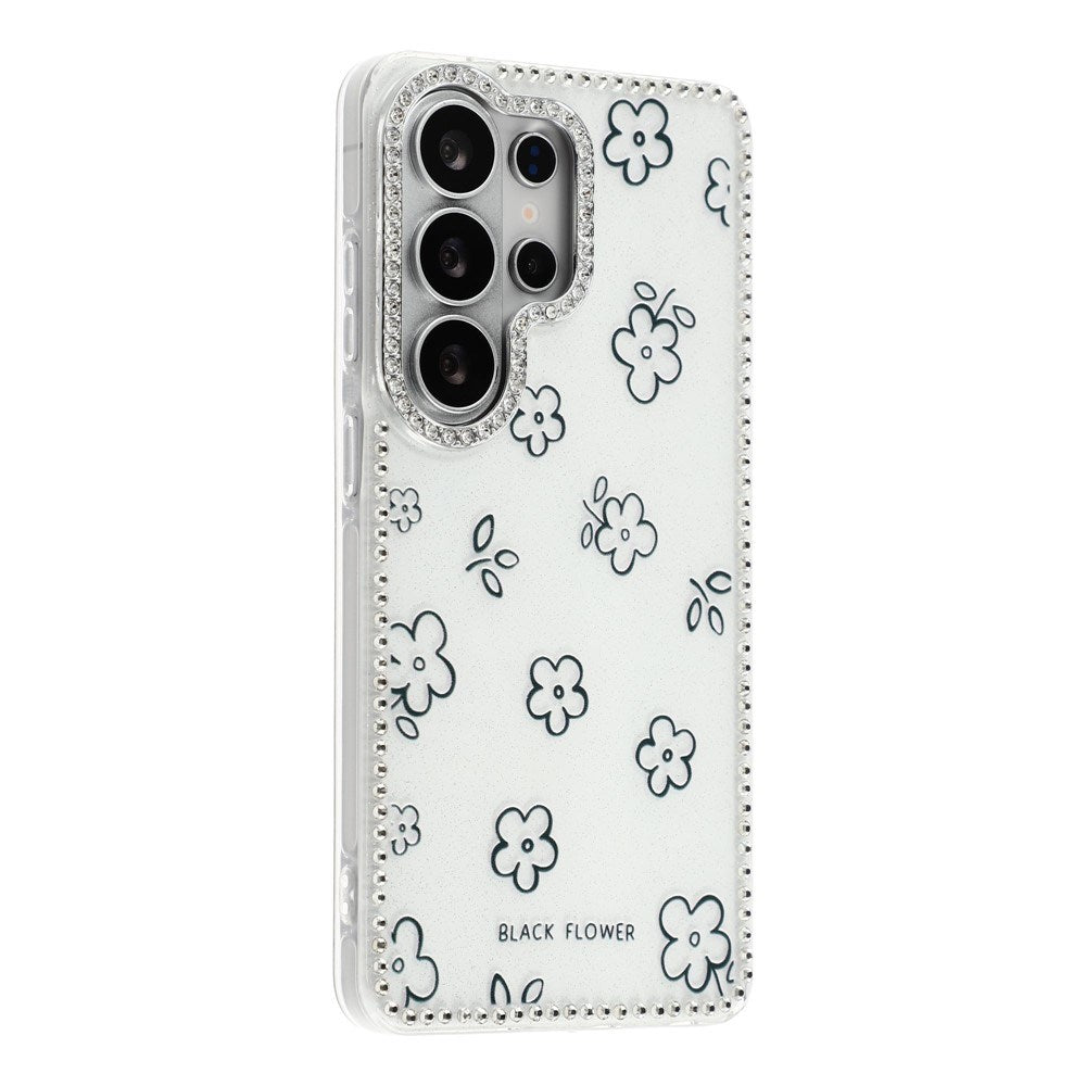 Samsung Galaxy S26 Ultra EIDERWOOD Hybridskal med Strass & Blommönster - Vit / Blommor