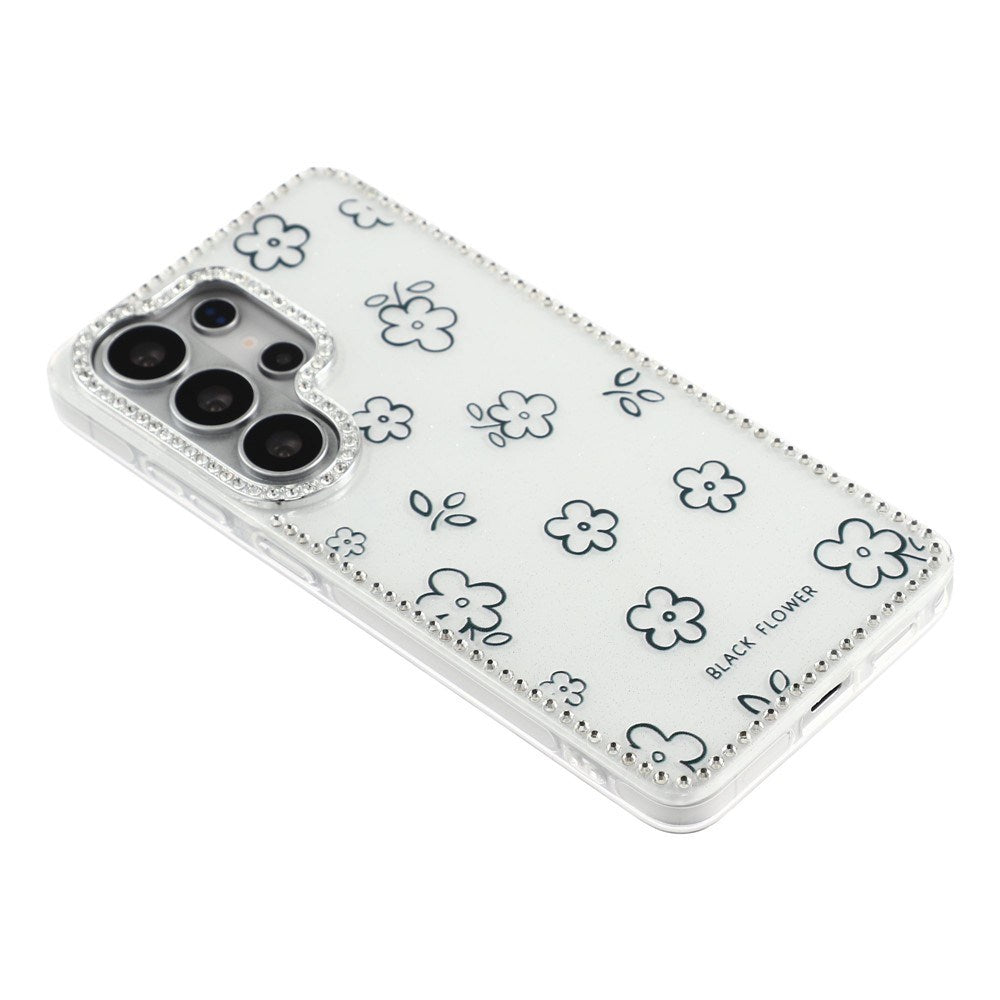 Samsung Galaxy S26 Ultra EIDERWOOD Hybridskal med Strass & Blommönster - Vit / Blommor