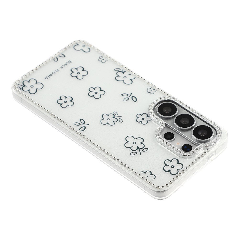 Samsung Galaxy S26 Ultra EIDERWOOD Hybridskal med Strass & Blommönster - Vit / Blommor