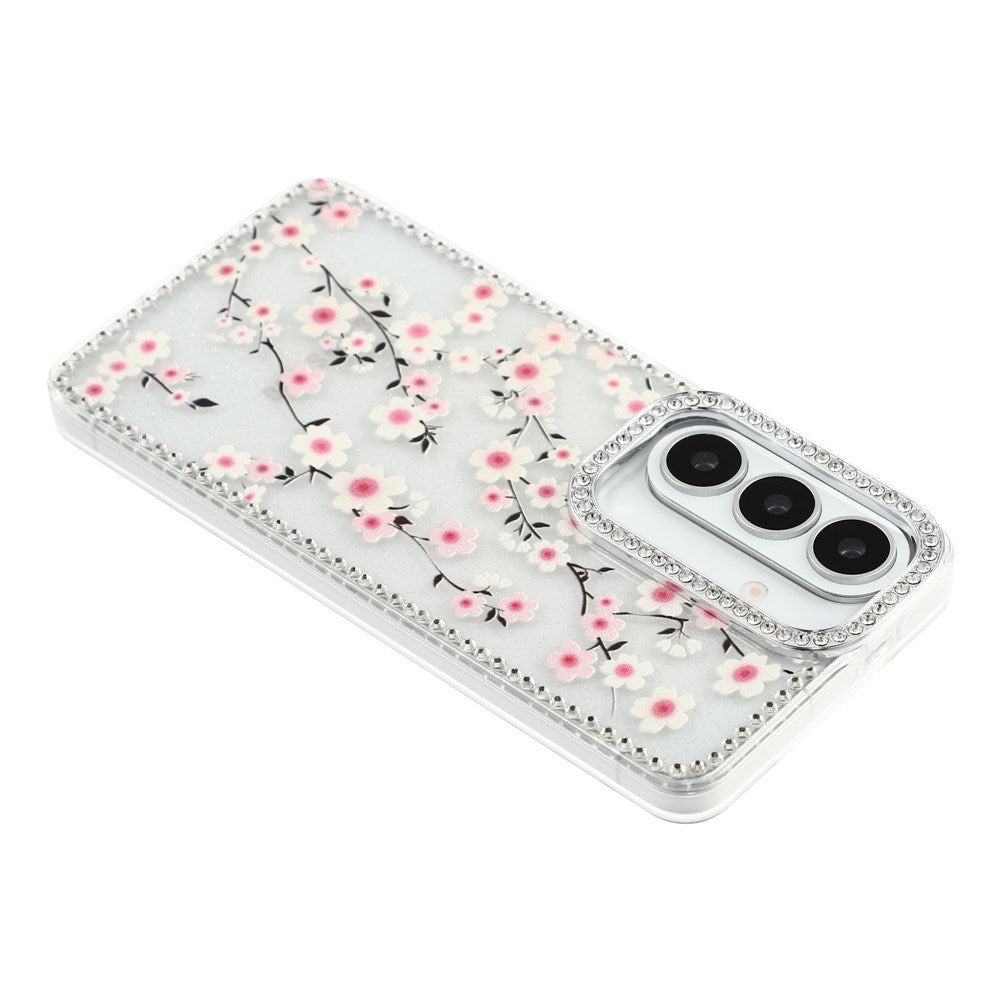 Samsung Galaxy S26 EIDERWOOD Hybridskal med Strass & Blommönster - Genomskinlig / Körsbärsblommor