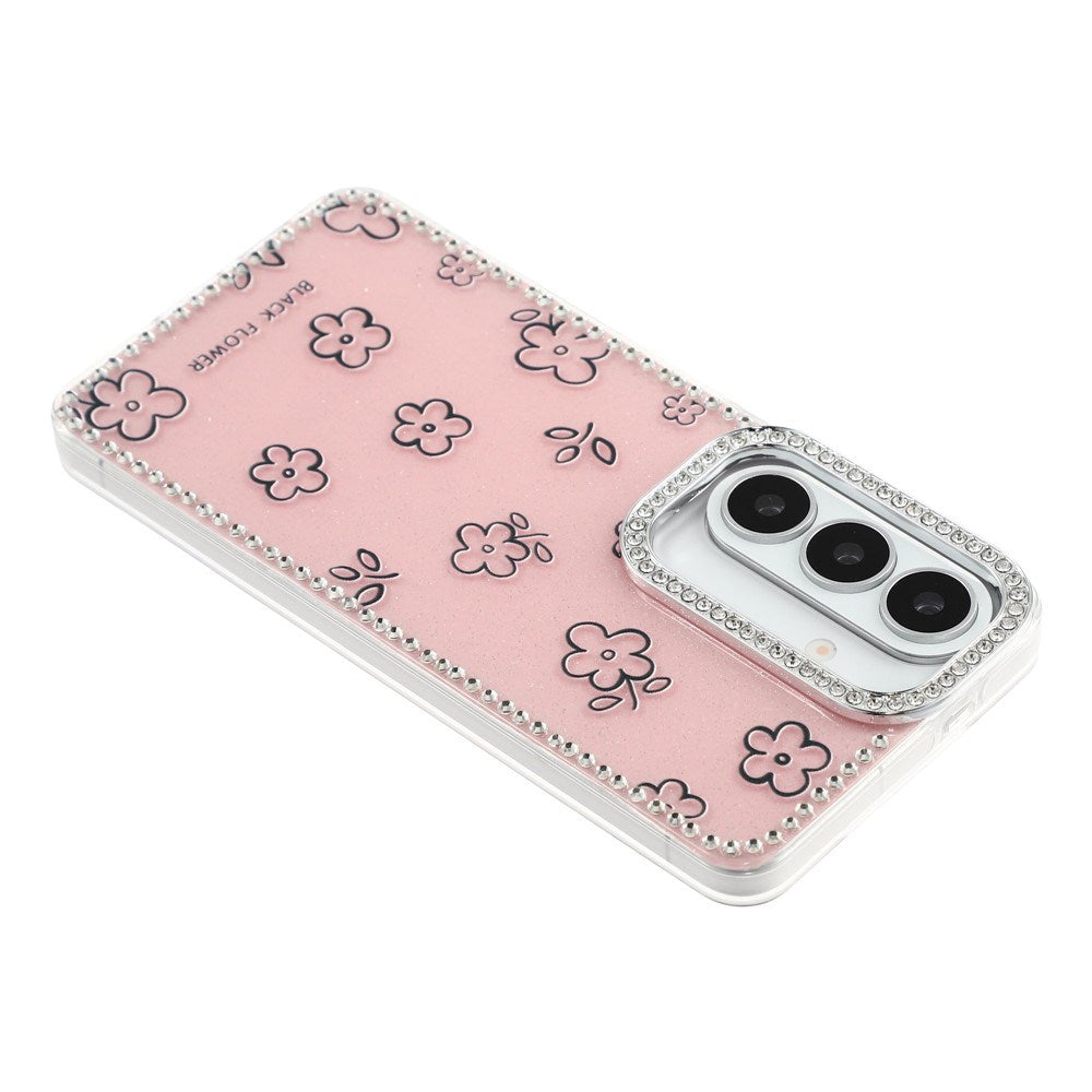 Samsung Galaxy S26 EIDERWOOD Hybridskal med Strass & Blommönster - Rosa / Blommor