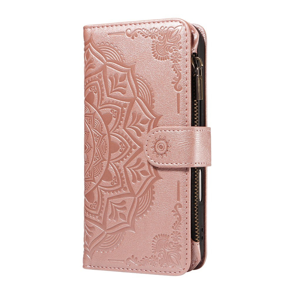 iPhone 17 Pro EIDERWOOD Fodral med 9 Korthållare - Blixtlåsficka - RFDI-Blockering - Rem - Rose Gold