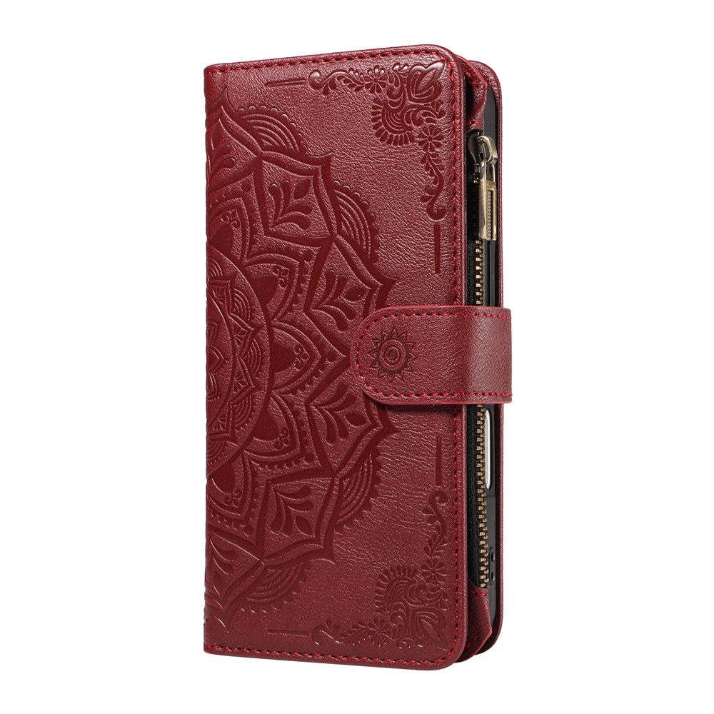 iPhone 17 Pro EIDERWOOD Fodral med 9 Korthållare - Blixtlåsficka - RFDI-Blockering - Rem - Röd