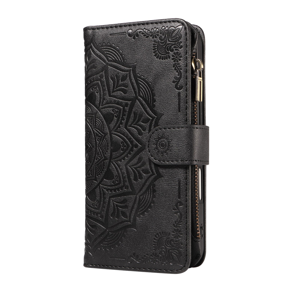 iPhone 17e / 16e EIDERWOOD Fodral med 9 Korthållare - Blixtlåsficka - RFDI-Blockering - Rem - Svart