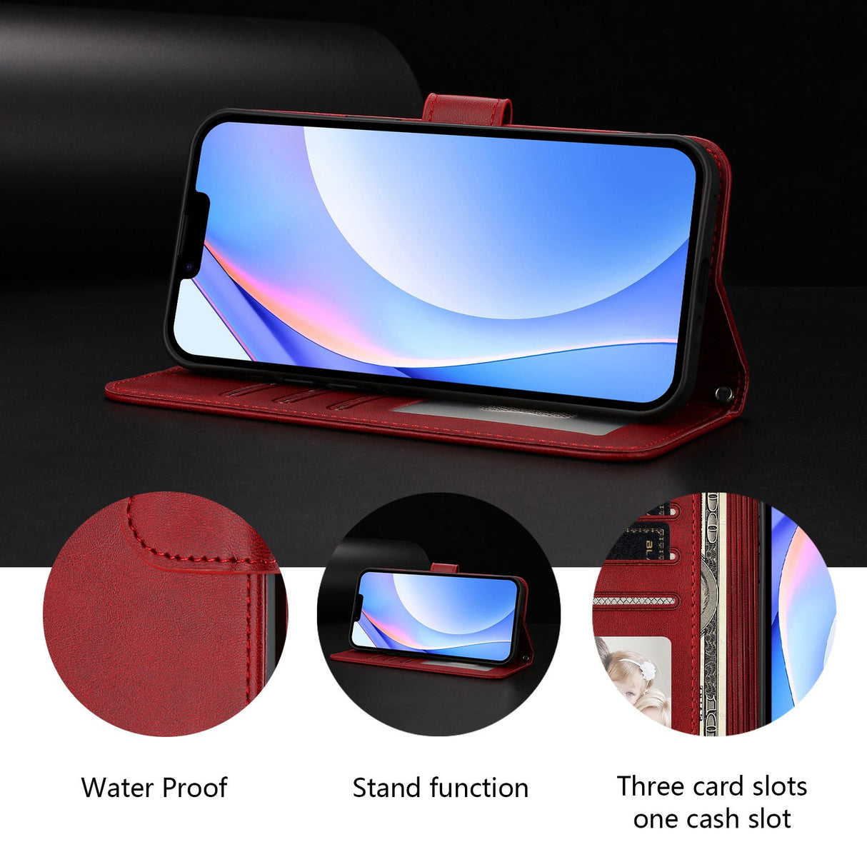 Honor 600 / 600 Pro EIDERWOOD Konstläder Fodral m. Rem - Röd