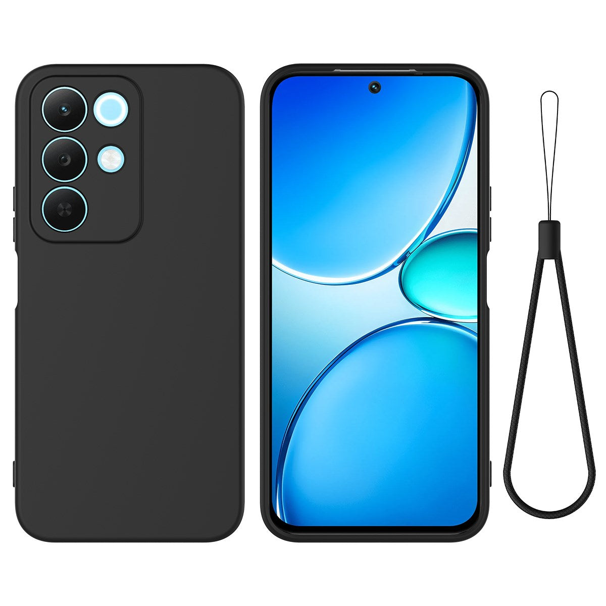 Realme C100 EIDERWOOD Silikon Skal m. Rem - Svart