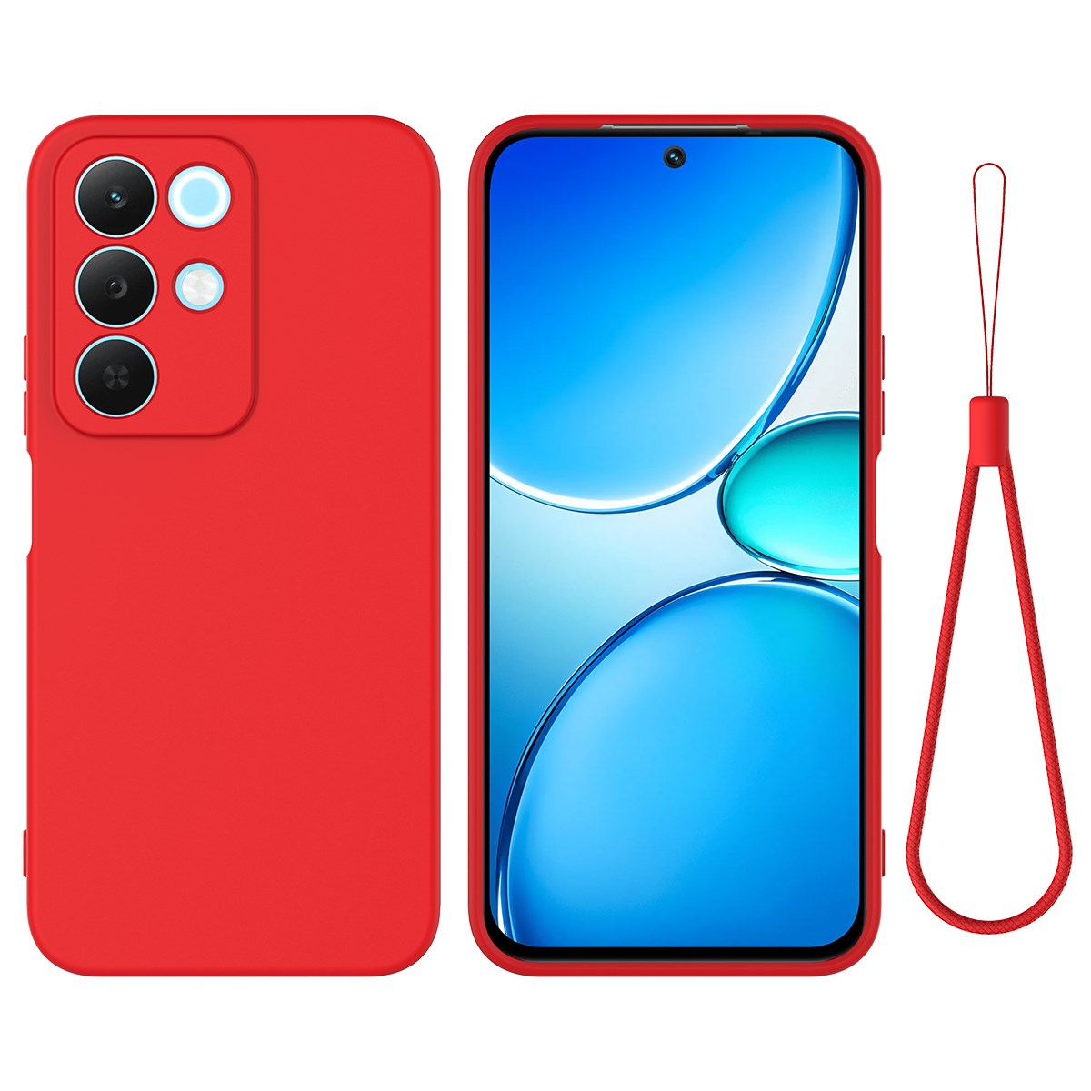 Realme C100 EIDERWOOD Silikon Skal m. Rem - Röd