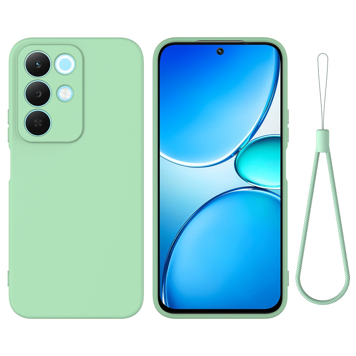 Realme C100 EIDERWOOD Silikon Skal m. Rem - Grön