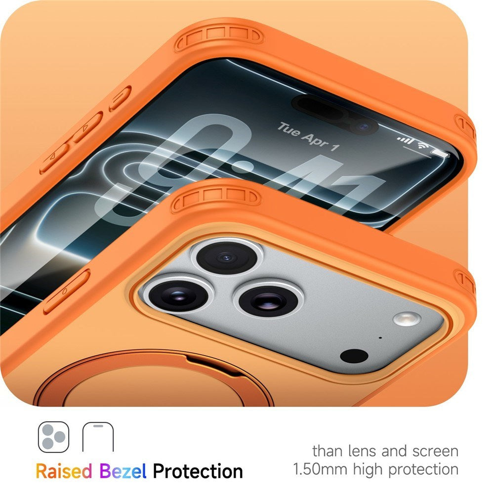 iPhone 18 Pro / 17 Pro EIDERWOOD Hybrid Plast Skal m. Roterbart Kickstand - MagSafe Kompatibel - Orange