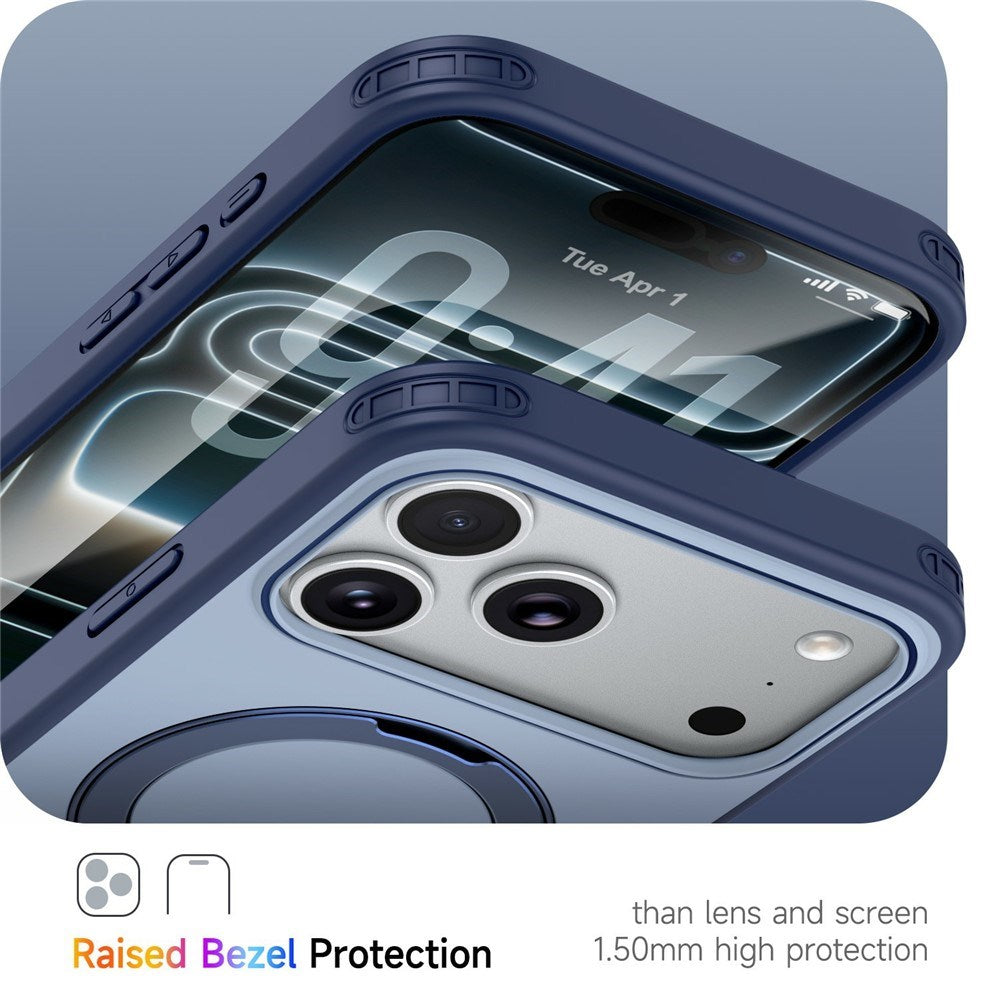 iPhone 18 Pro / 17 Pro EIDERWOOD Hybrid Plast Skal m. Roterbart Kickstand - MagSafe Kompatibel - Blå
