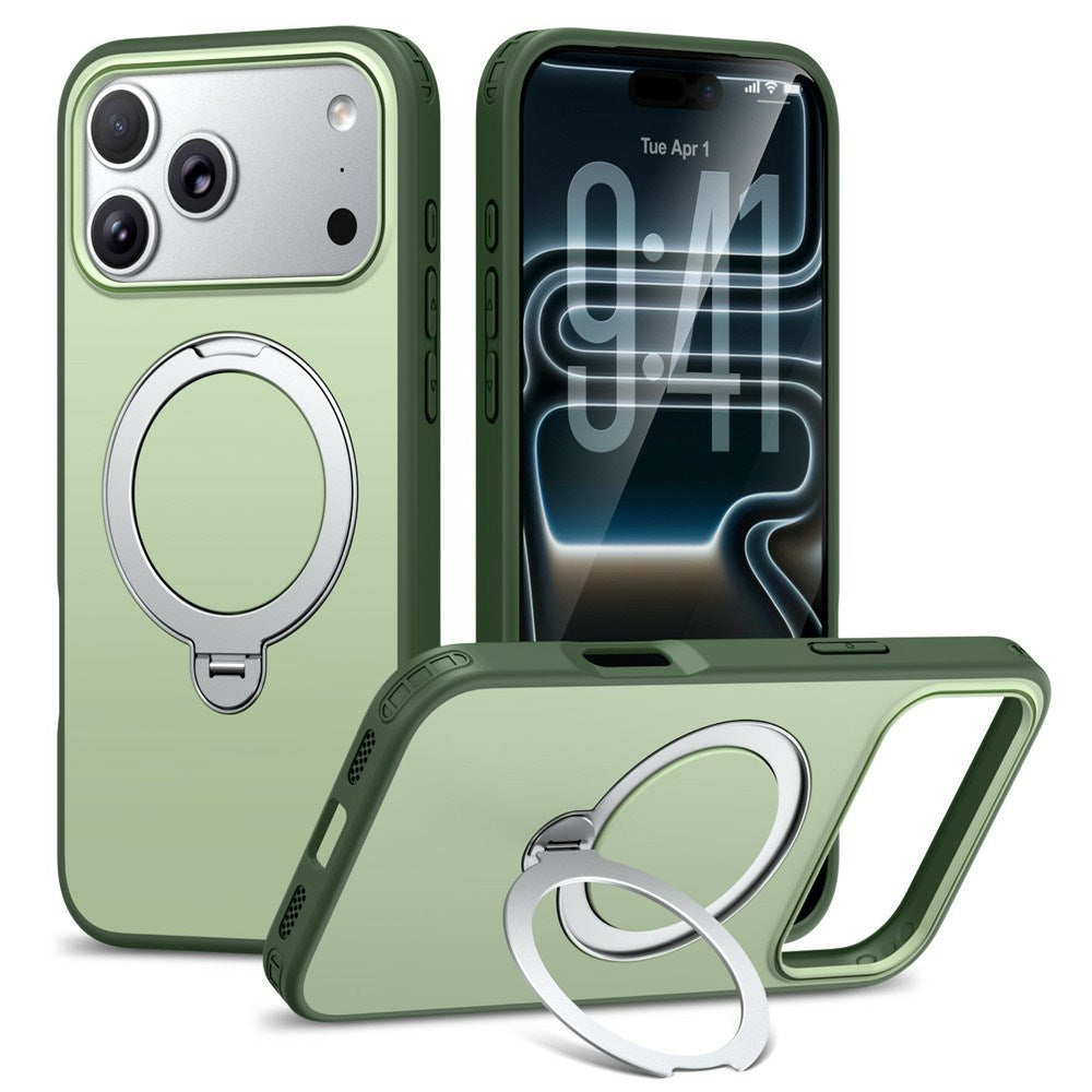iPhone 18 Pro / 17 Pro EIDERWOOD Hybrid Plast Skal m. Roterbart Kickstand - MagSafe Kompatibel - Grön