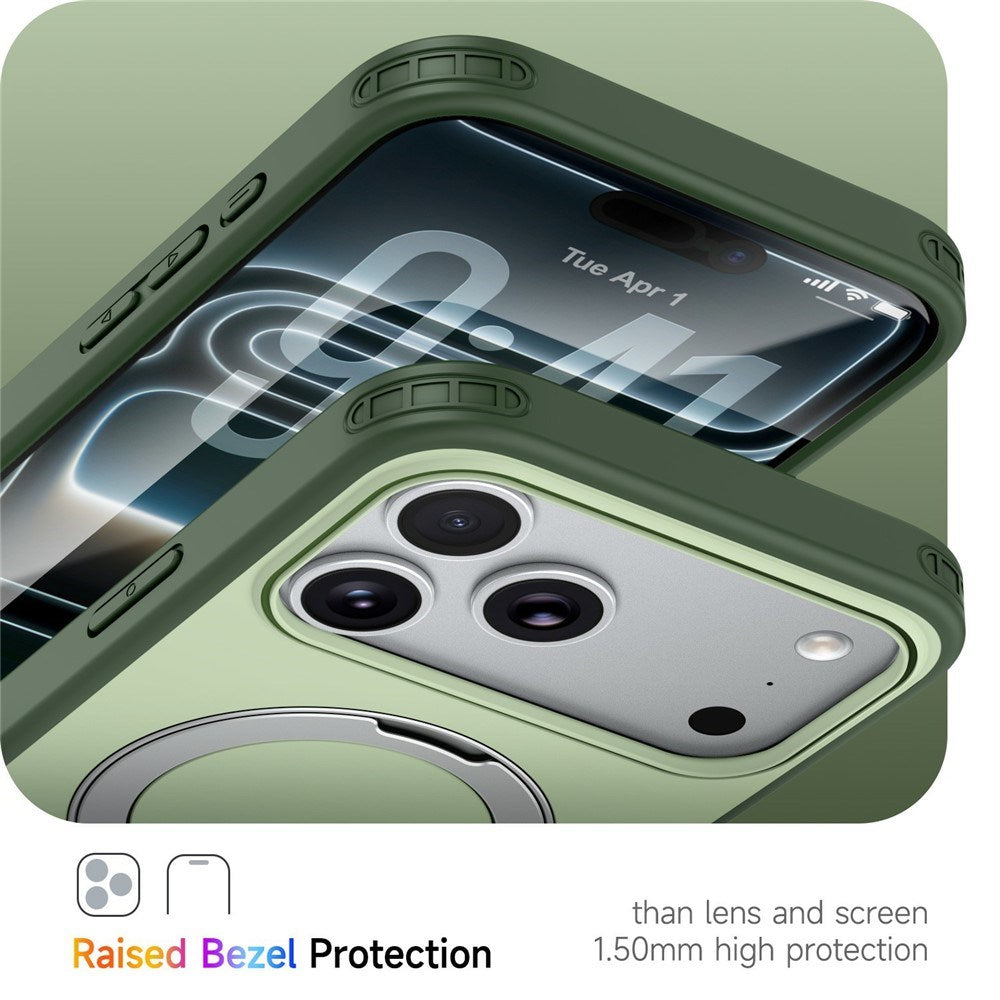 iPhone 18 Pro / 17 Pro EIDERWOOD Hybrid Plast Skal m. Roterbart Kickstand - MagSafe Kompatibel - Grön
