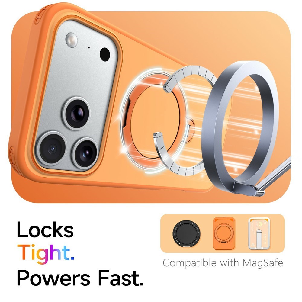 iPhone 18 Pro Max / 17 Pro Max EIDERWOOD Hybrid Plast Skal m. Roterbart Kickstand - MagSafe Kompatibel - Orange