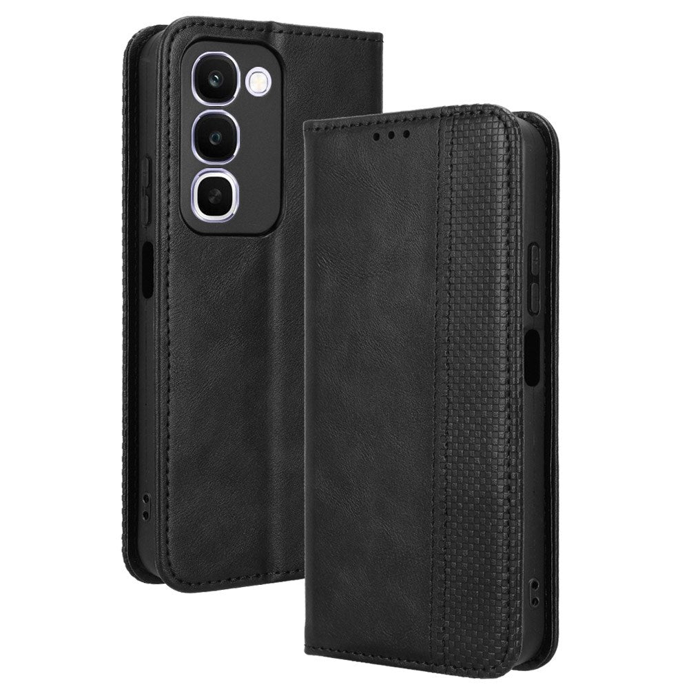 Realme C100 EIDERWOOD Konstläder Fodral m. Korthållare & Stativfunktion - Svart