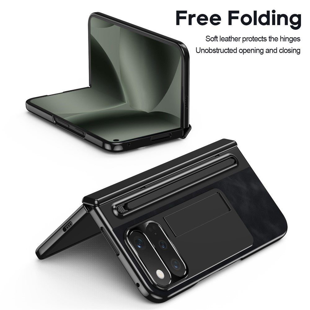 Google Pixel 11 Pro Fold EIDERWOOD Konstläderfodral med Härdat Glas - Svart