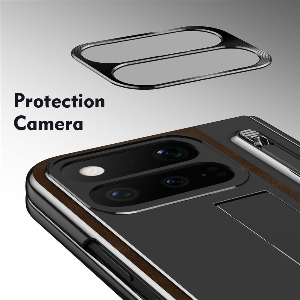Google Pixel 11 Pro Fold EIDERWOOD Konstläderfodral med Härdat Glas - Mörkbrun / Svart