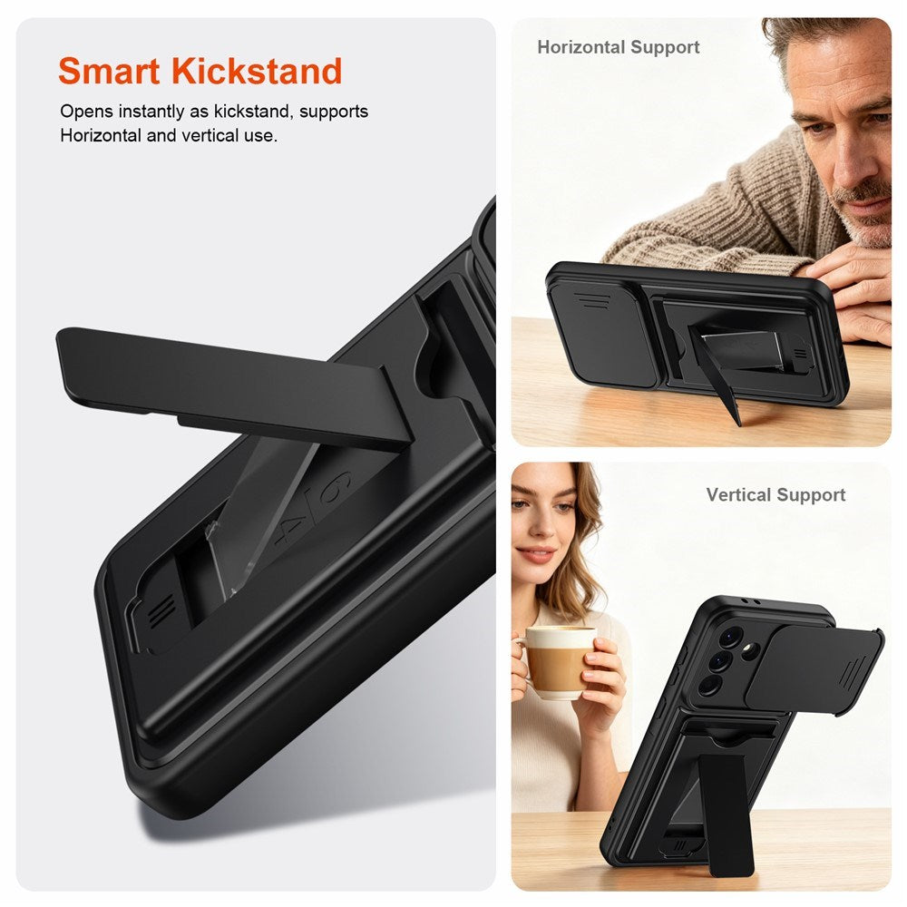 Samsung Galaxy A27 EIDERWOOD Hybrid Hantverkar Skal m. Korthållare & Cam Slider - Svart