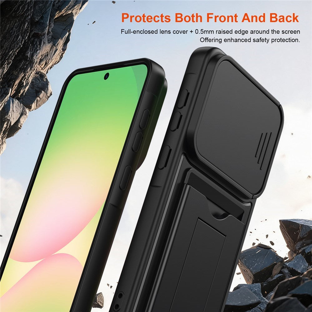 Samsung Galaxy A27 EIDERWOOD Hybrid Hantverkar Skal m. Korthållare & Cam Slider - Svart