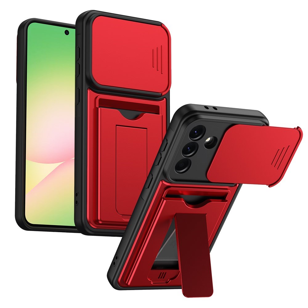 Samsung Galaxy A27 EIDERWOOD Hybrid Hantverkar Skal m. Korthållare & Cam Slider - Röd