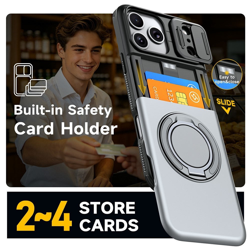 iPhone 18 Pro / 17 Pro EIDERWOOD Hybrid Hantverkar Skal m. Korthållare & Cam Slider - MagSafe Kompatibel - Grå