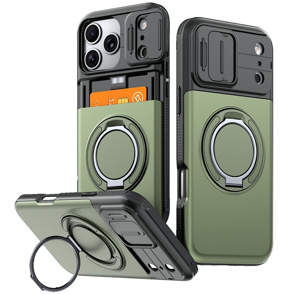 iPhone 18 Pro / 17 Pro EIDERWOOD Hybrid Hantverkar Skal m. Korthållare & Cam Slider - MagSafe Kompatibel - Grön