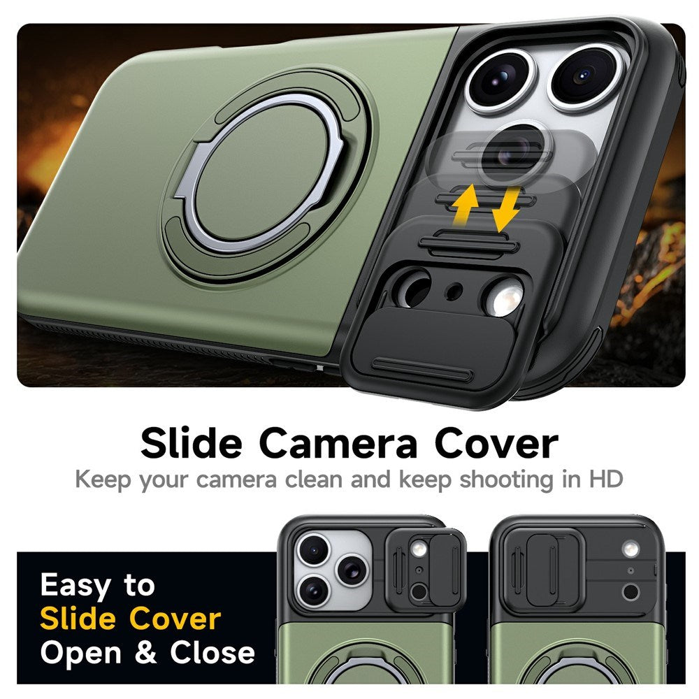 iPhone 18 Pro / 17 Pro EIDERWOOD Hybrid Hantverkar Skal m. Korthållare & Cam Slider - MagSafe Kompatibel - Grön