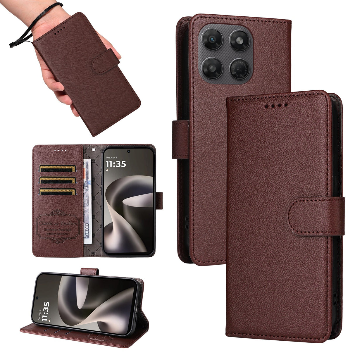 Motorola Moto G47 / G37 EIDERWOOD Flipfodral (RFID-blockerande) - Brun
