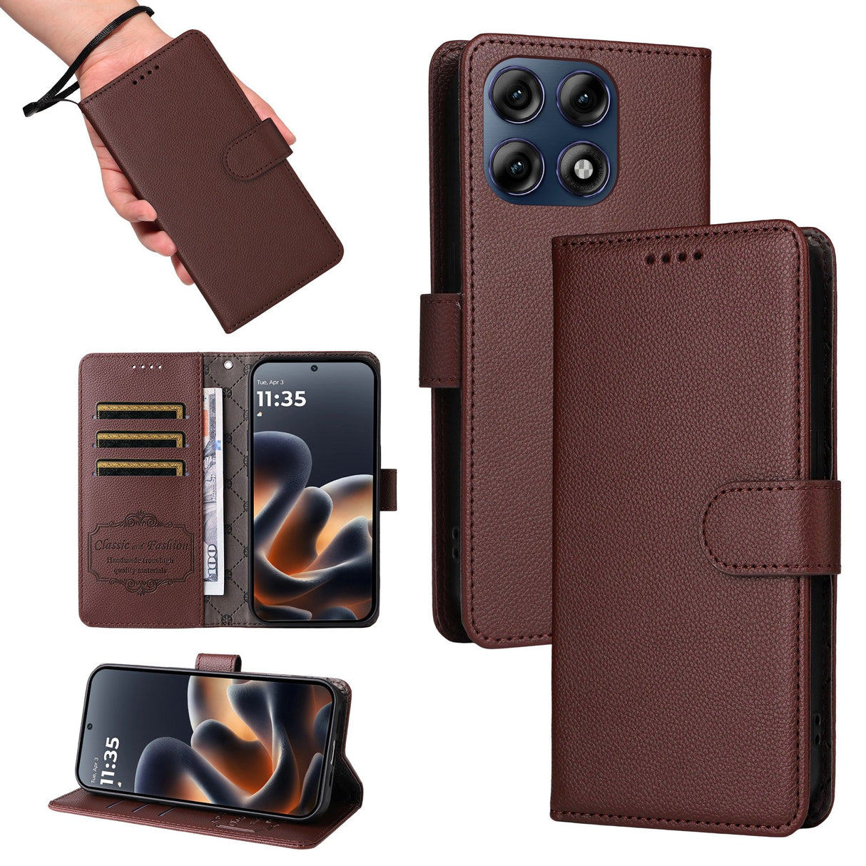 Motorola Edge 70 Pro EIDERWOOD Konstläder Fodral m. Rem - Brun