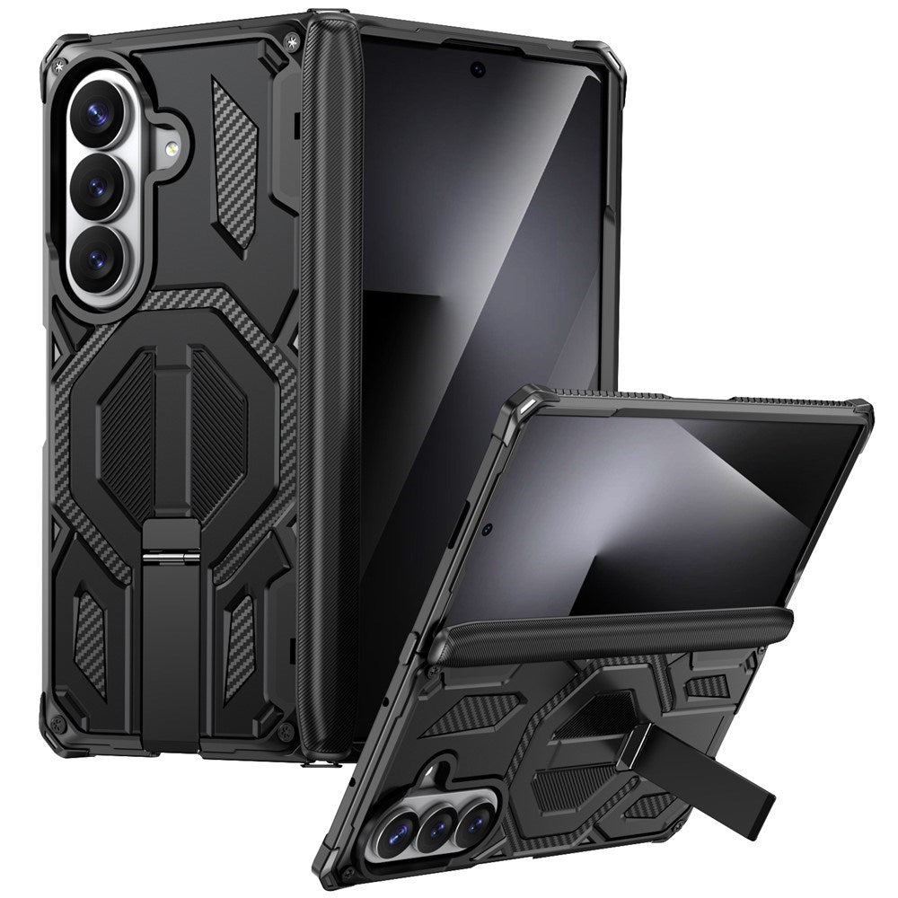 Samsung Galaxy Z Fold8 Ultra / Fold7 EIDERWOOD Handverkar Skal med Inbyggt Kickstand - MagSafe Kompatibel - Svart