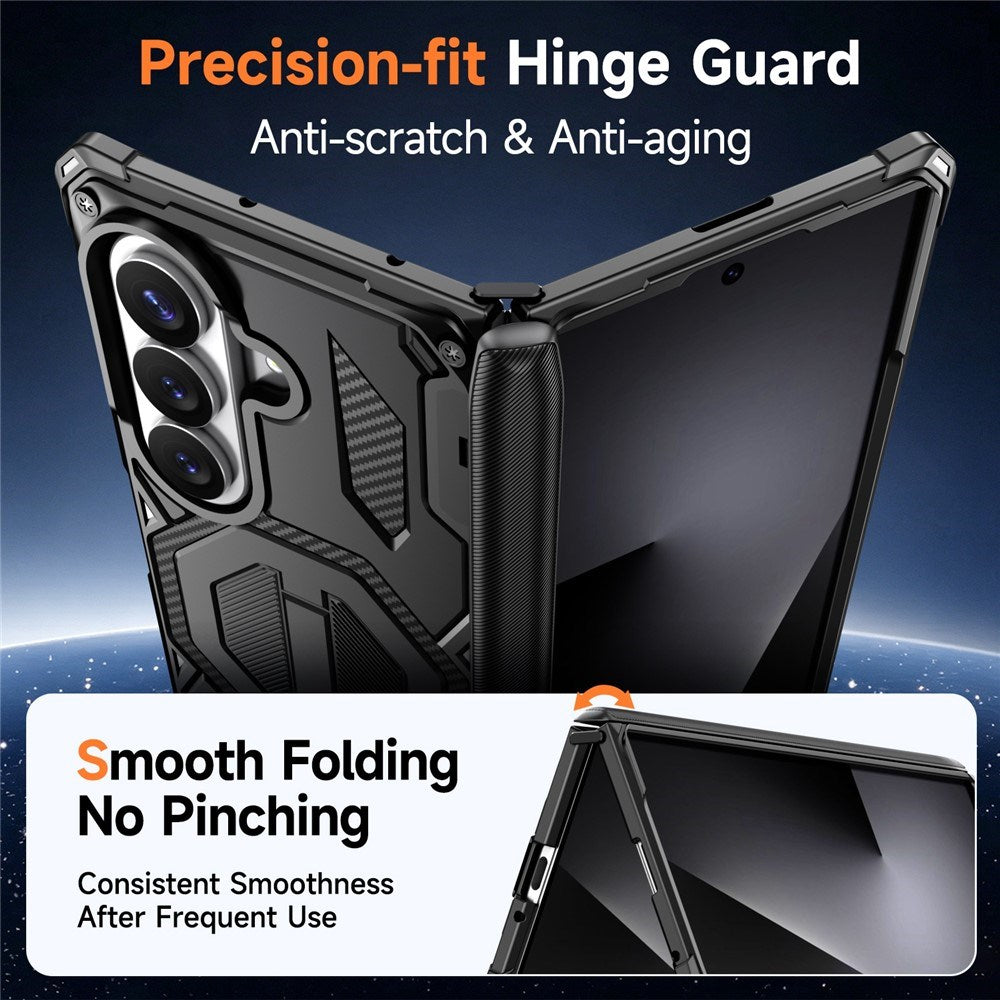 Samsung Galaxy Z Fold8 Ultra / Fold7 EIDERWOOD Handverkar Skal med Inbyggt Kickstand - MagSafe Kompatibel - Svart