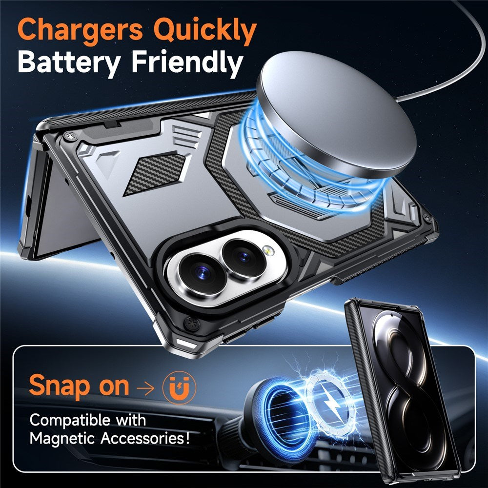 Samsung Galaxy Z Fold8 EIDERWOOD Handverkar Skal med Inbyggt Kickstand - MagSafe Kompatibel - Svart / Grå