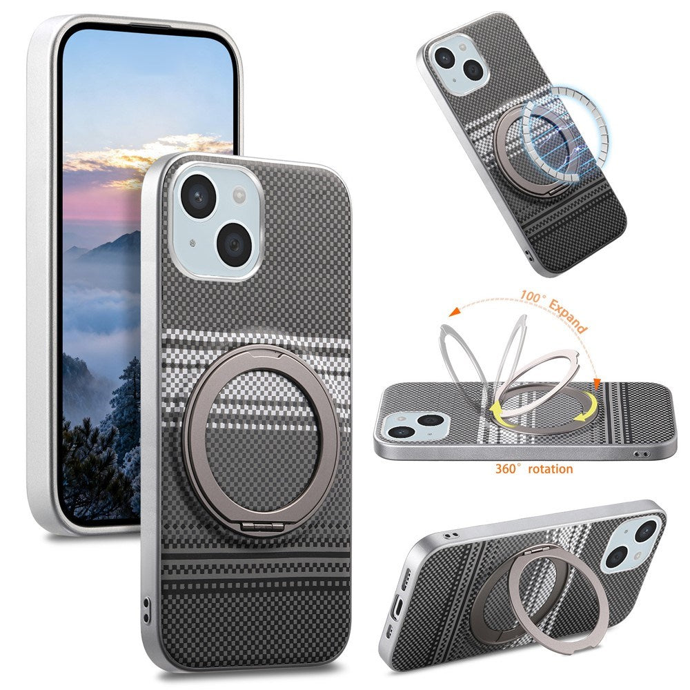 iPhone 14 / 13 EIDERWOOD Hybrid Plast Gradient Skal m. Roterande Kickstand - MagSafe Kompatibel - Svart