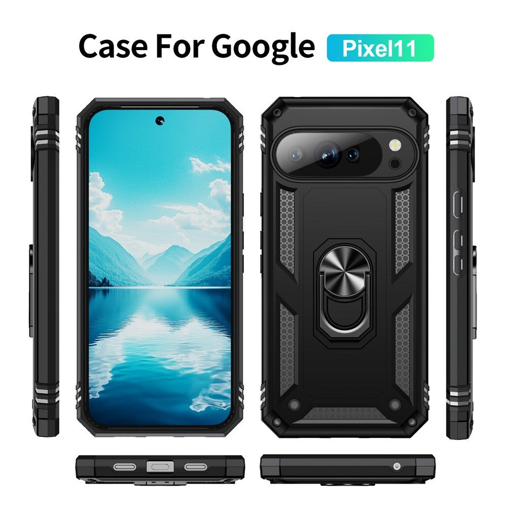 Google Pixel 11 / 11 Pro EIDERWOOD Hantverkare Skal med 360 Graders Roterbart Stativ - Svart