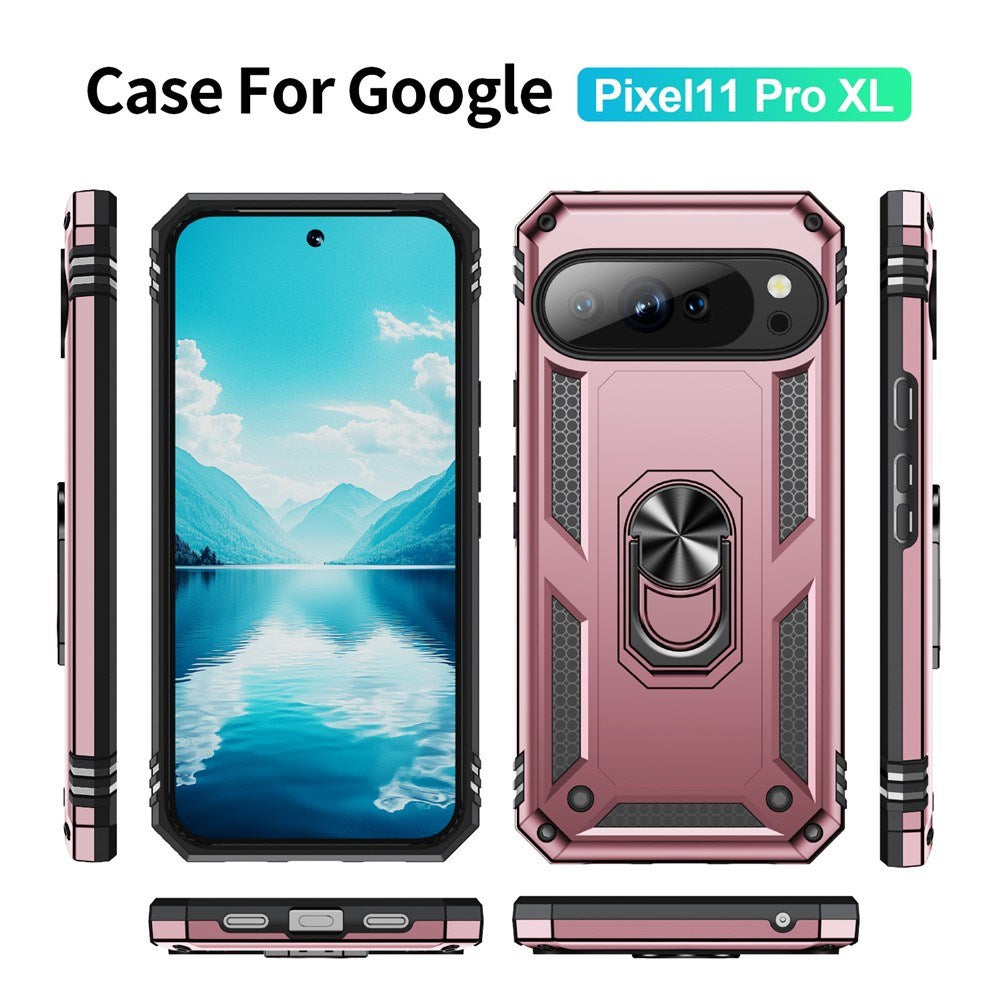 Google Pixel 11 Pro XL EIDERWOOD Hantverkare Skal med 360 Graders Roterbart Stativ - Rose Gold