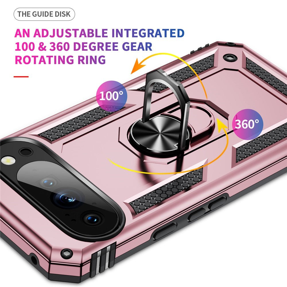Google Pixel 11 Pro XL EIDERWOOD Hantverkare Skal med 360 Graders Roterbart Stativ - Rose Gold